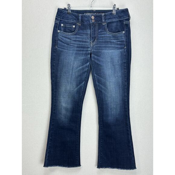 American Eagle Jeans Womens 8 31/27 Flared Artist Stretch Distressed Denim - Picture 1 of 16